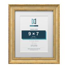 Cassis Gold 12 x 10 inch picture frame with a white mount for a 9 x 7 inch photo