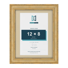 Cassis Gold 14 x 11 inch picture frame with an ivory mount for a 12 x 8 inch photo