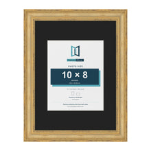 Cassis Gold 16 x 12 inch picture frame with a black mount for a 10 x 8 inch photo