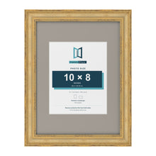 Cassis Gold 16 x 12 inch picture frame with a dawn grey mount for a 10 x 8 inch photo