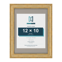 Cassis Gold 16 x 12 inch picture frame with a dawn grey mount for a 12 x 10 inch photo
