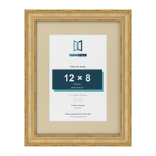 Cassis Gold 16 x 12 inch picture frame with an ivory mount for a 12 x 8 inch photo
