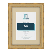 Cassis Gold 16 x 12 inch picture frame with an ivory mount for an A4 photo
