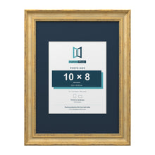 Cassis Gold 16 x 12 inch picture frame with a pacific blue mount for a 10 x 8 inch photo