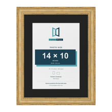 Cassis Gold 18 x 14 inch picture frame with a black mount for a 14 x 10 inch photo
