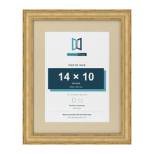 Cassis Gold 18 x 14 inch picture frame with an ivory mount for a 14 x 10 inch photo