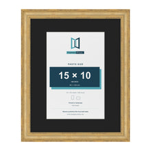 Cassis Gold 20 x 16 inch picture frame with a black mount for a 15 x 10 inch photo