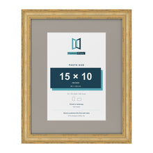 Cassis Gold 20 x 16 inch picture frame with a dawn grey mount for a 15 x 10 inch photo