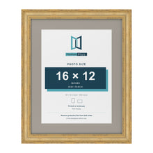 Cassis Gold 20 x 16 inch picture frame with a dawn grey mount for a 16 x 12 inch photo