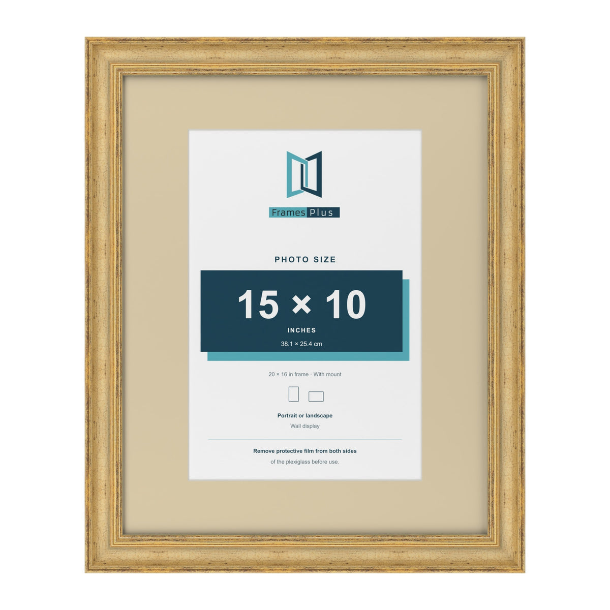 Cassis Gold 20 x 16 inch picture frame with an ivory mount for a 15 x 10 inch photo