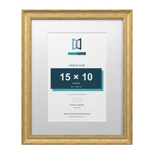 Cassis Gold 20 x 16 inch picture frame with a white mount for a 15 x 10 inch photo