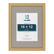 Cassis Gold 24 x 18 inch picture frame with a dawn grey mount for a 16 x 12 inch photo