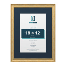 Cassis Gold 24 x 18 inch picture frame with a pacific blue mount for an 18 x 12 inch photo