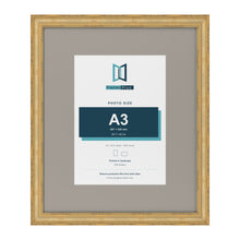 Cassis Gold 24 x 20 inch picture frame with a dawn grey mount for an A3 photo