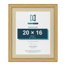 Cassis Gold 24 x 20 inch picture frame with an ivory mount for a 20 x 16 inch photo