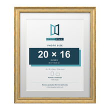 Cassis Gold 24 x 20 inch picture frame with a white mount for a 20 x 16 inch photo