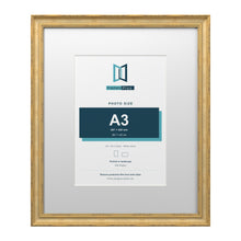 Cassis Gold 24 x 20 inch picture frame with a white mount for an A3 photo