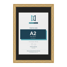 Cassis Gold 30 x 20 inch picture frame with a black mount for an A2 photo