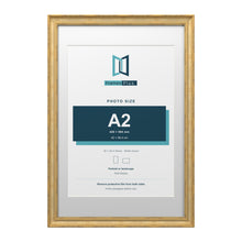 Cassis Gold 30 x 20 inch picture frame with a white mount for an A2 photo