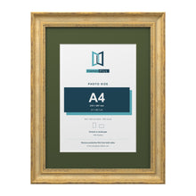 Cassis Gold 40 x 30 cm picture frame with a green mount for an A4 photo