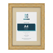 Cassis Gold 40 x 30 cm picture frame with an ivory mount for an A4 photo