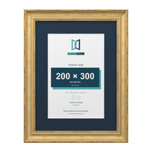 Cassis Gold 40 x 30 cm picture frame with a pacific blue mount for a 30 x 20 cm photo