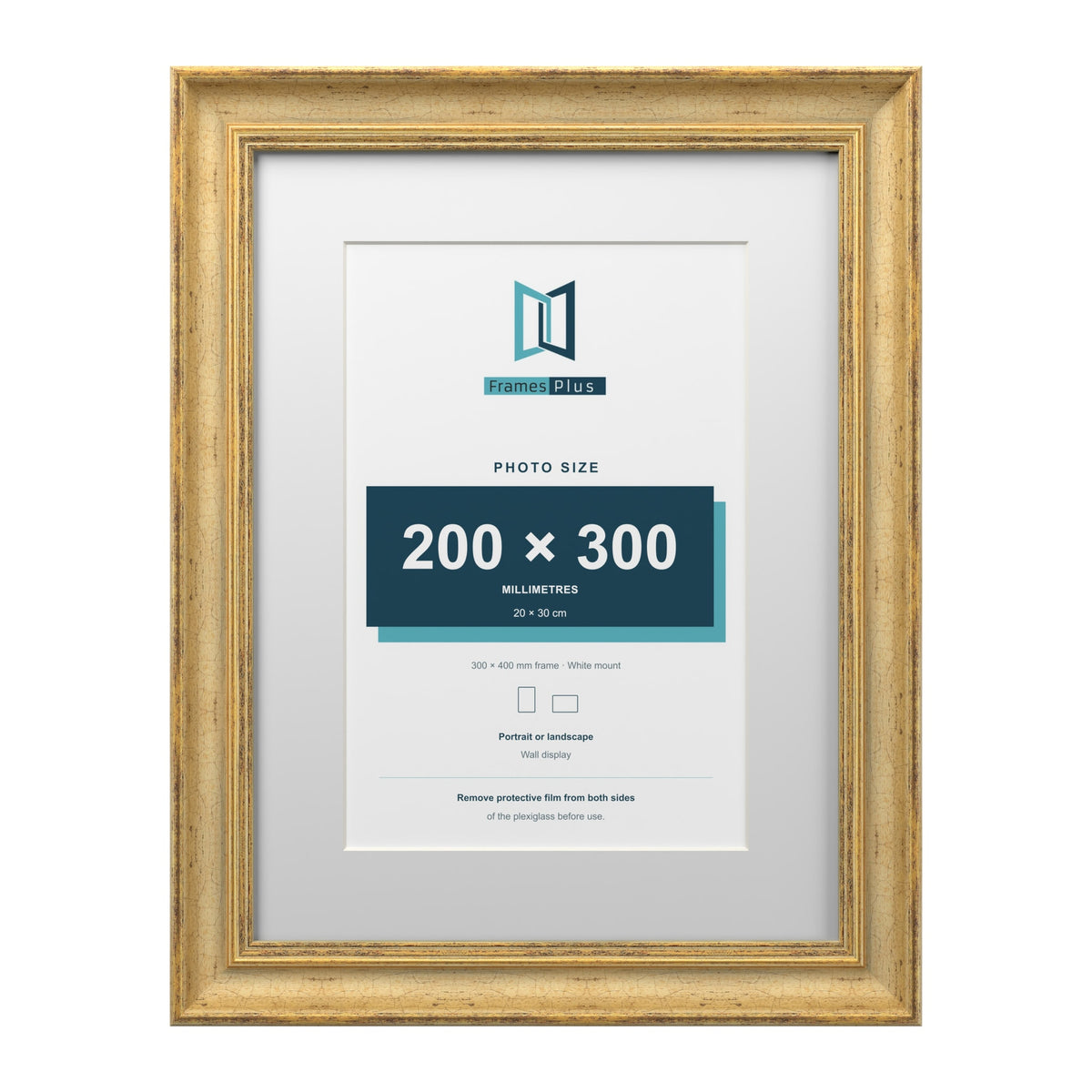 Cassis Gold 40 x 30 cm picture frame with a white mount for a 30 x 20 cm photo