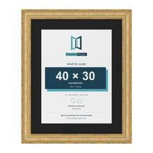 Cassis Gold 50 x 40 cm picture frame with a black mount for a 40 x 30 cm photo