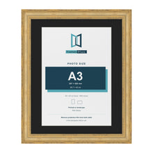 Cassis Gold 50 x 40 cm picture frame with a black mount for an A3 photo