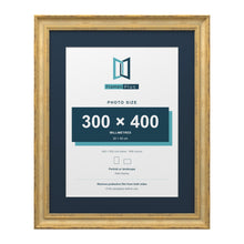 Cassis Gold 50 x 40 cm picture frame with a pacific blue mount for a 40 x 30 cm photo