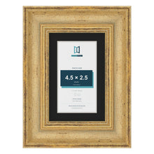 Cassis Gold 6 x 4 inch picture frame with a black mount for a 4.5 x 2.5 inch photo