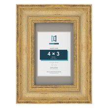 Cassis Gold 6 x 4 inch picture frame with a dawn grey mount for a 4 x 3 inch photo