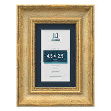 Cassis Gold 6 x 4 inch picture frame with a pacific blue mount for a 4.5 x 2.5 inch photo