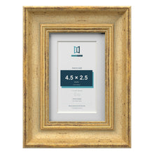 Cassis Gold 6 x 4 inch picture frame with a white mount for a 4.5 x 2.5 inch photo