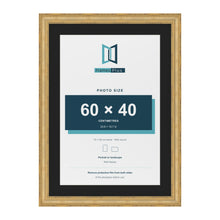 Cassis Gold 70 x 50 cm picture frame with a black mount for a 60 x 40 cm photo