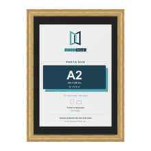 Cassis Gold 70 x 50 cm picture frame with a black mount for an A2 photo