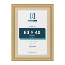 Cassis Gold 70 x 50 cm picture frame with an ivory mount for a 60 x 40 cm photo