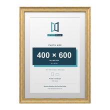 Cassis Gold 70 x 50 cm picture frame with a white mount for a 60 x 40 cm photo