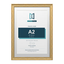 Cassis Gold 70 x 50 cm picture frame with a white mount for an A2 photo