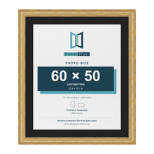 Cassis Gold 70 x 60 cm picture frame with a black mount for a 60 x 50 cm photo