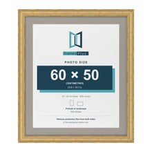 Cassis Gold 70 x 60 cm picture frame with a dawn grey mount for a 60 x 50 cm photo