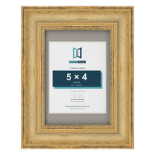 Cassis Gold 7 x 5 inch picture frame with a dawn grey mount for a 5 x 4 inch photo