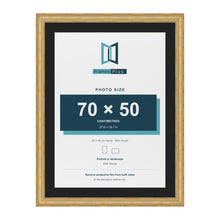 Cassis Gold 80 x 60 cm picture frame with a black mount for a 70 x 50 cm photo