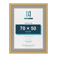 Cassis Gold 80 x 60 cm picture frame with a dawn grey mount for a 70 x 50 cm photo