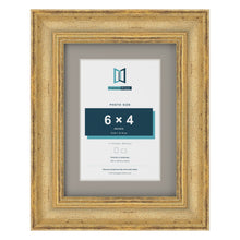 Cassis Gold 8 x 6 inch picture frame with a dawn grey mount for a 6 x 4 inch photo
