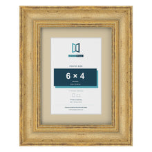 Cassis Gold 8 x 6 inch picture frame with an ivory mount for a 6 x 4 inch photo