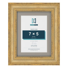 Cassis Gold 9 x 7 inch picture frame with a dawn grey mount for a 7 x 5 inch photo