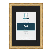 Cassis Gold A2 picture frame with a black mount for an A3 photo