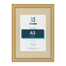 Cassis Gold A2 picture frame with an ivory mount for an A3 photo