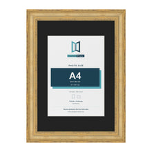 Cassis Gold A3 picture frame with a black mount for an A4 photo